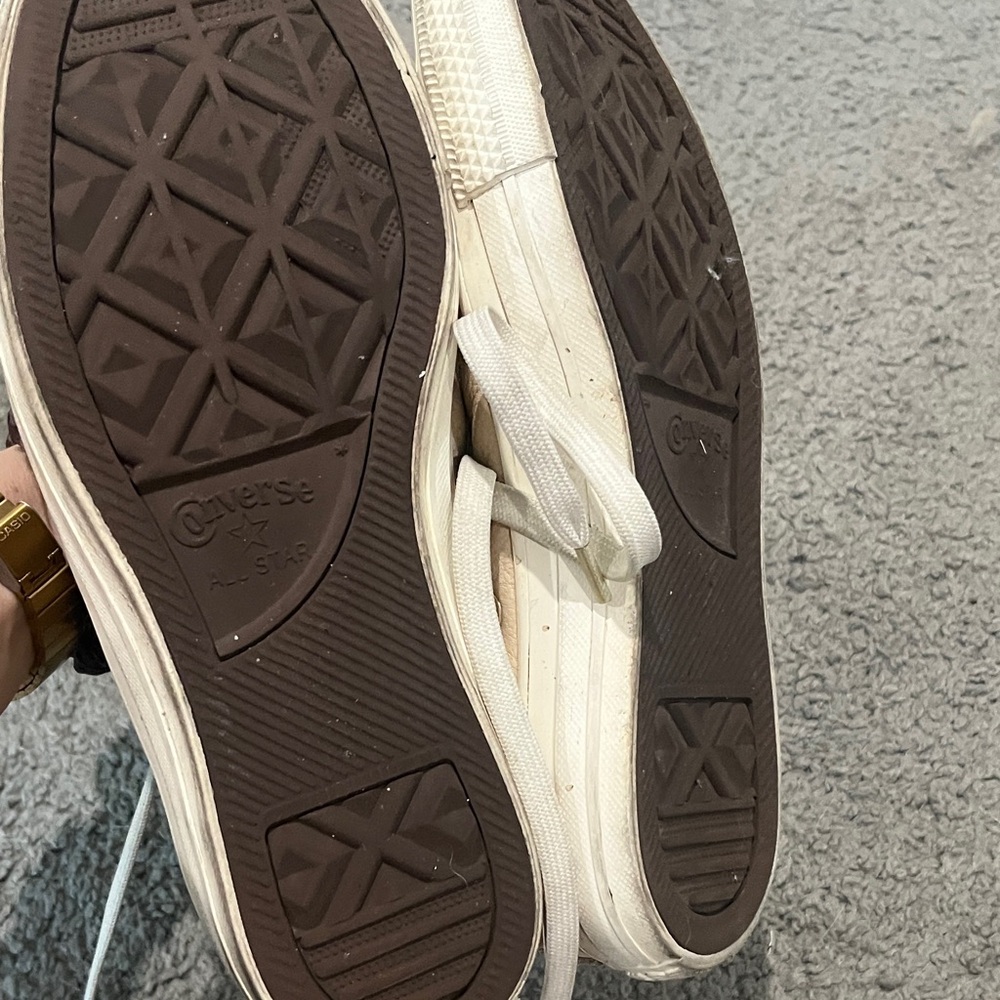 Converse Cream High-Top Sneakers Beige Leather - Picture 5 of 6